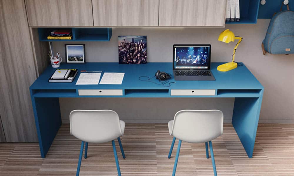 Blauer designer Schreibtisch für Jugendliche von Mobimio